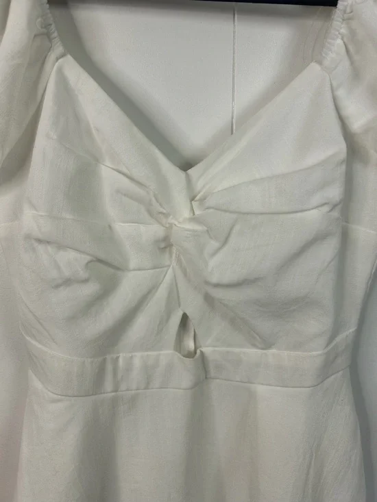 Trixxi White Mini Dress Puff Sleeve Fit Flare Cottagecore Summer Size Small New - Picture 6 of 13